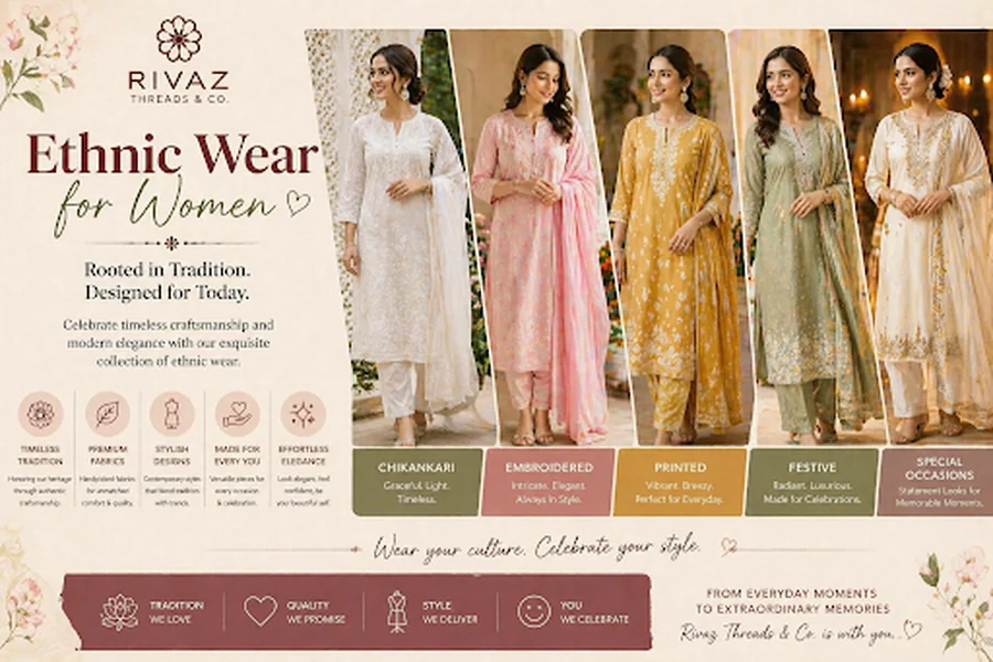 Elevate Your Ethnic Wear for Women Collection with Rivaz Threads & Co Chikankari Kurtis Elevate Your Ethnic Wear for Women Collection with Rivaz Threads & Co Chikankari Kurtis